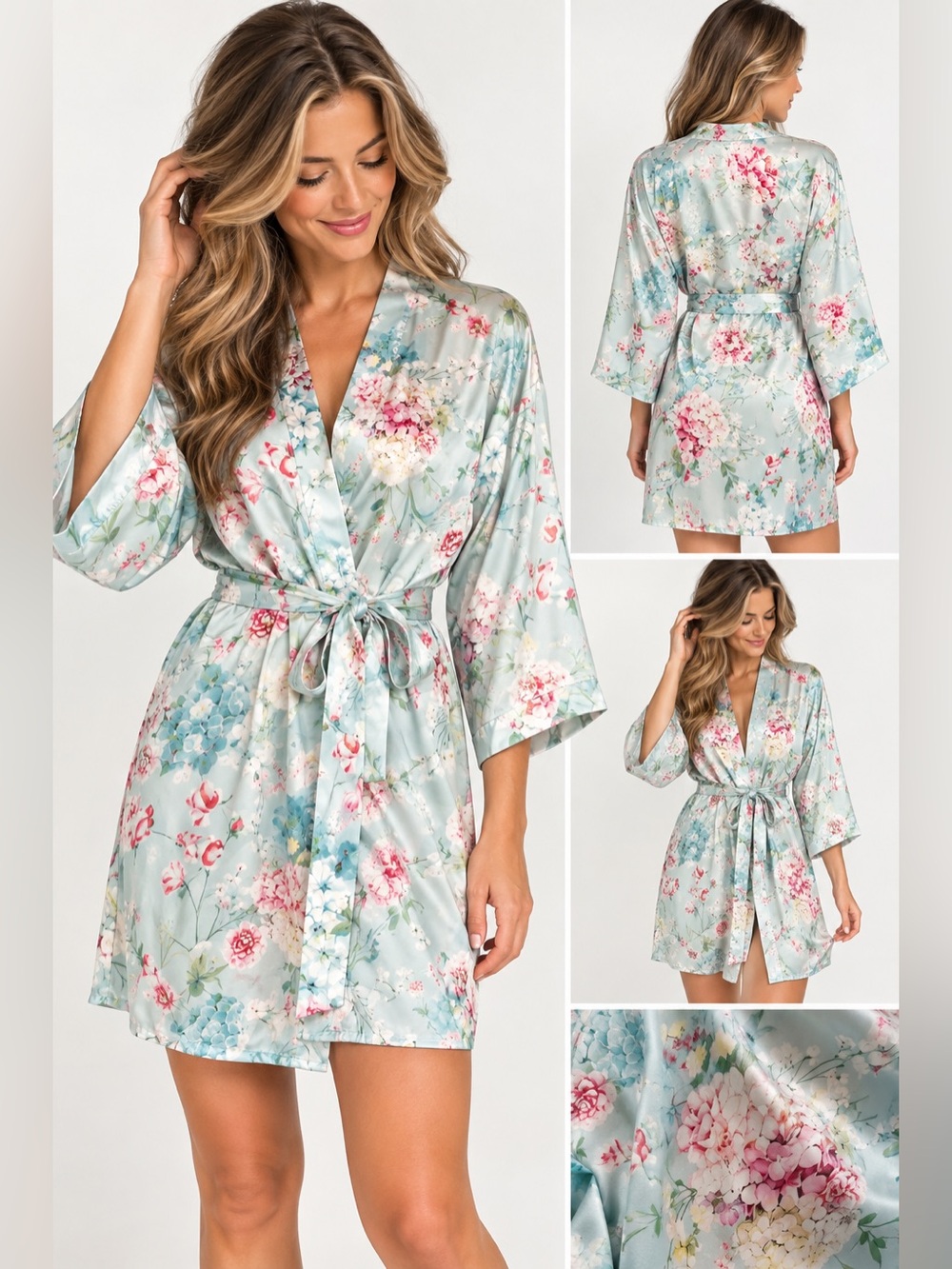 Flora by Flora Nikrooz Floral Satin Robe New